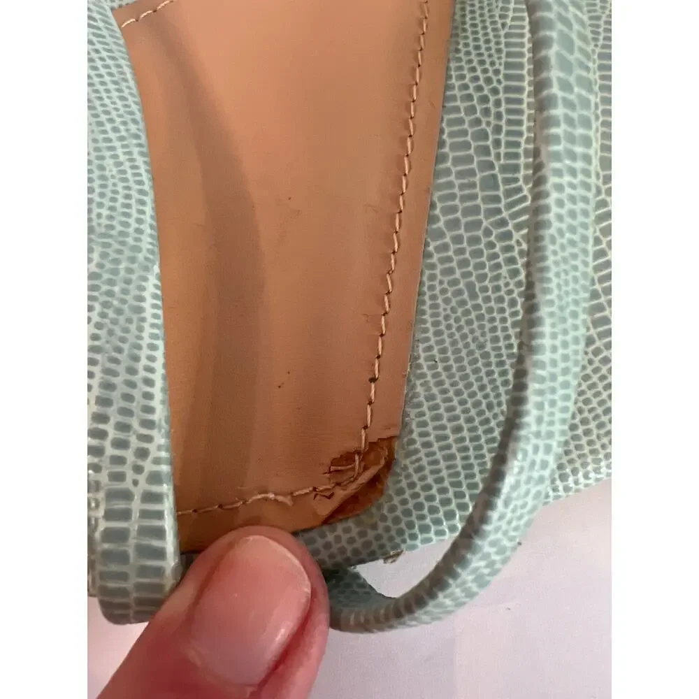 Marc Fisher Aliana Lizard Embossed Finish Mint Green Slide Sculpted Heel Size 9